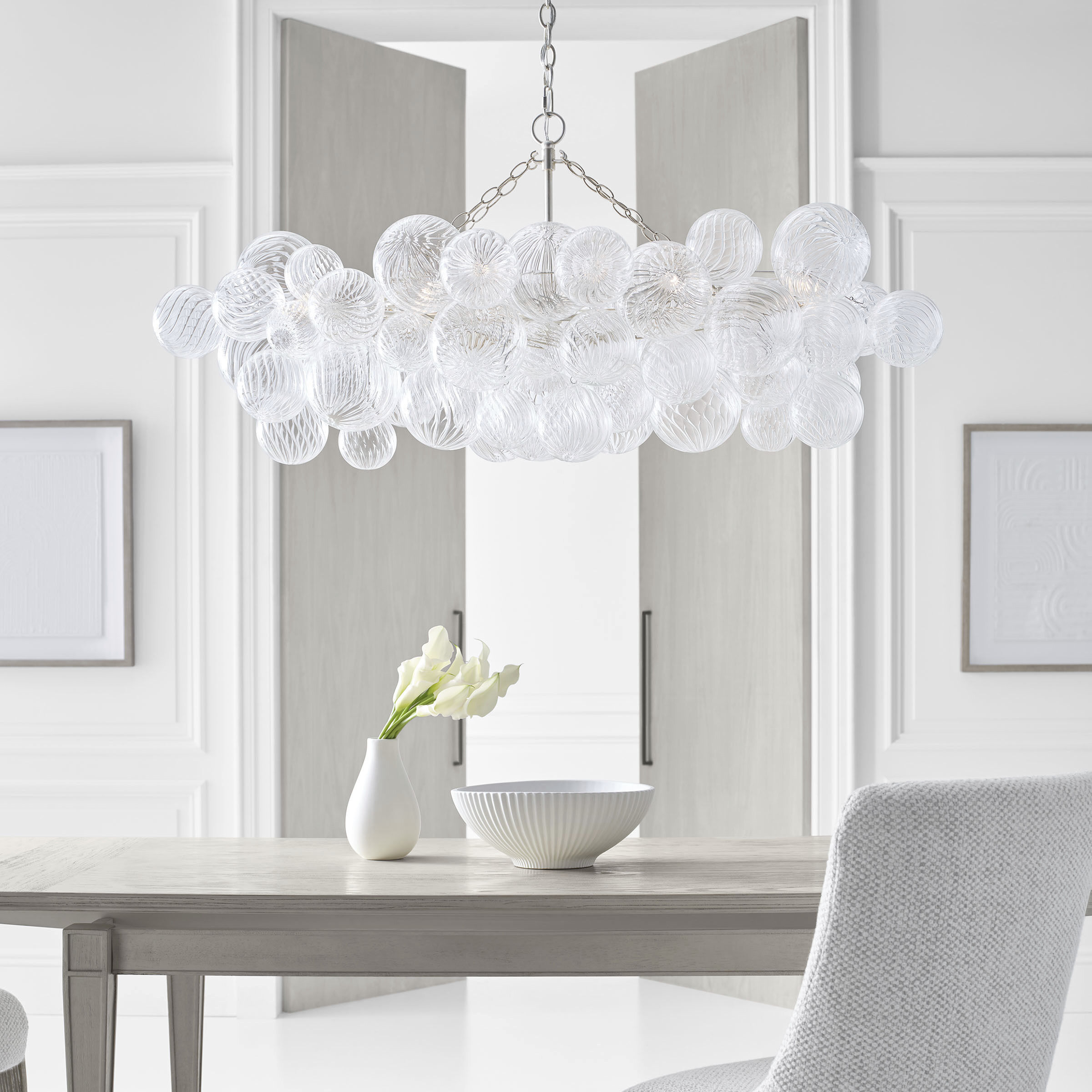 Julie Neill Talia LED 51 inch Burnished Silver Leaf Linear